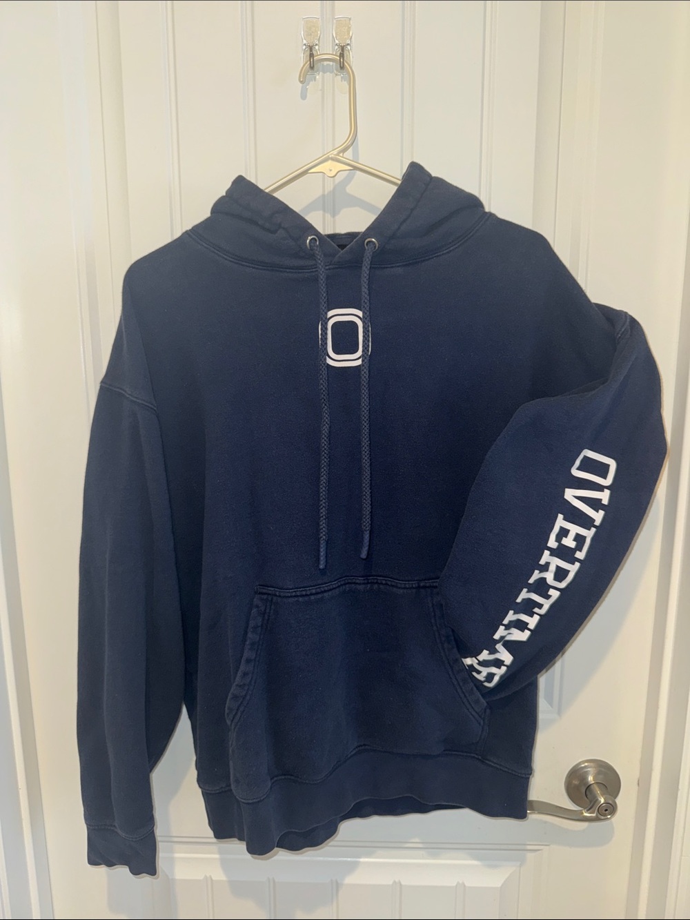 Unisex  Navy Crewneck Hoodie with Minimal Center Logo